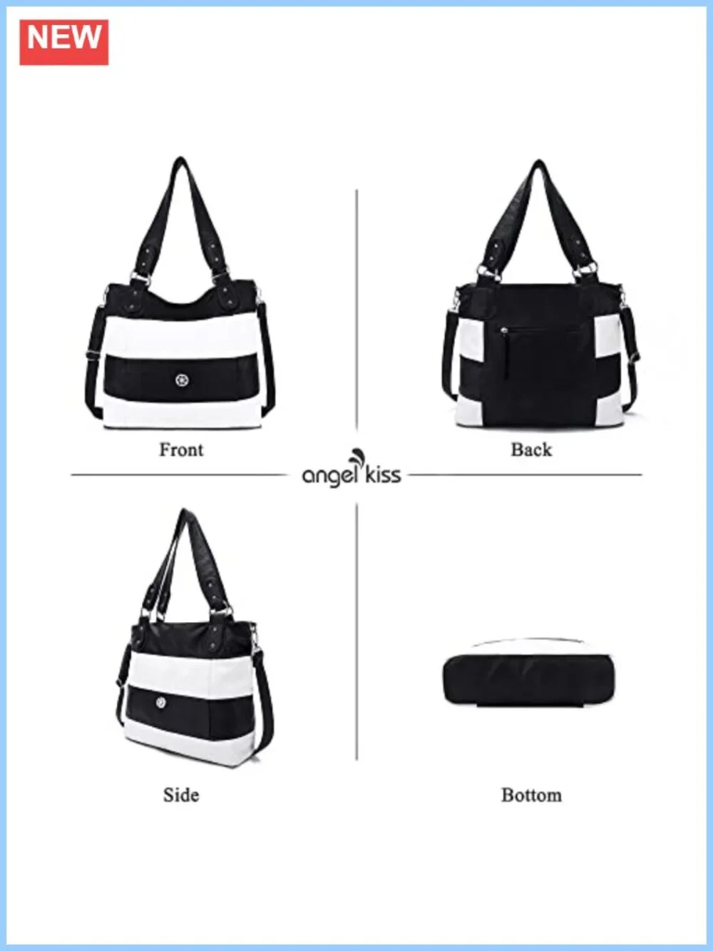 Vegan Leather Multi-Color Striped Hobo Crossbody Bag with Zippers